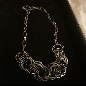 INFINITY DESIGNED ANTIQUE INTERLOCKING SILVER CIRCLES NECKLACE